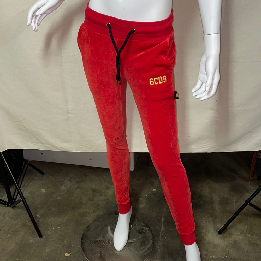 Gcds red velour joggers